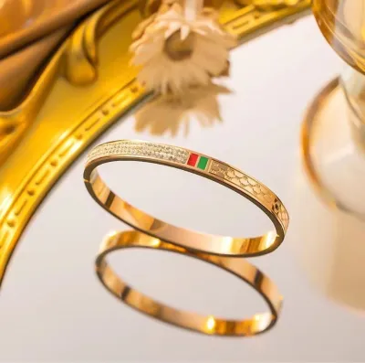 18k Gold Plated Hollow Zircon Open Bangles Bracelet